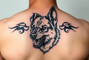 German Shepherd snarling and looking angry. tattoo idea