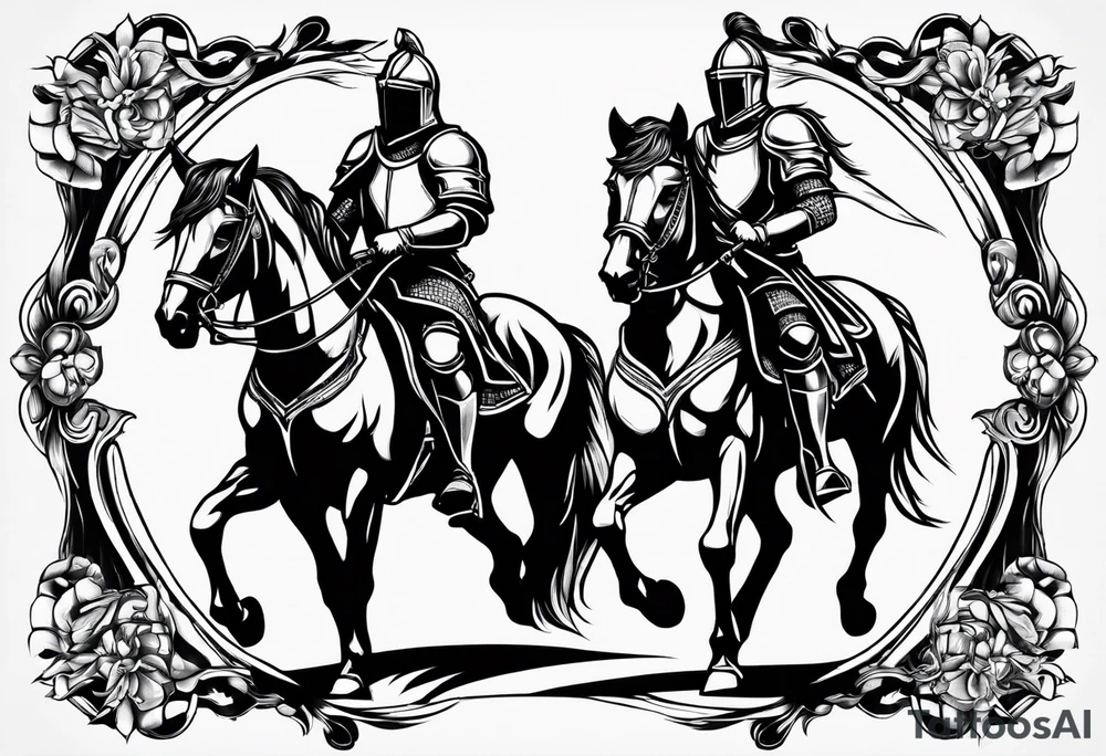 two sexy male knights tattoo idea