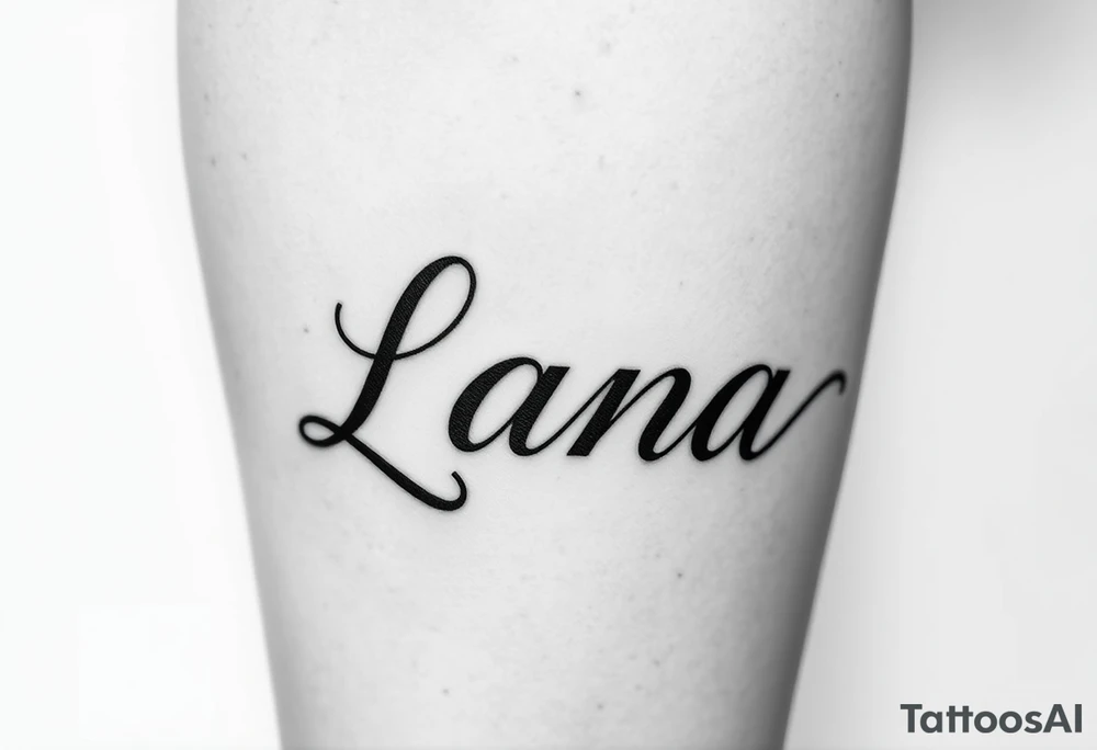 the name Lana going down the back of my leg with something cute tattoo idea