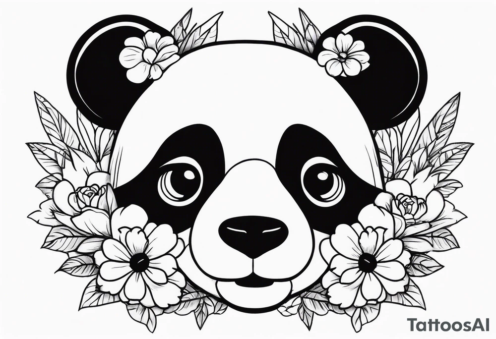 Punk Panda with flowers tattoo idea