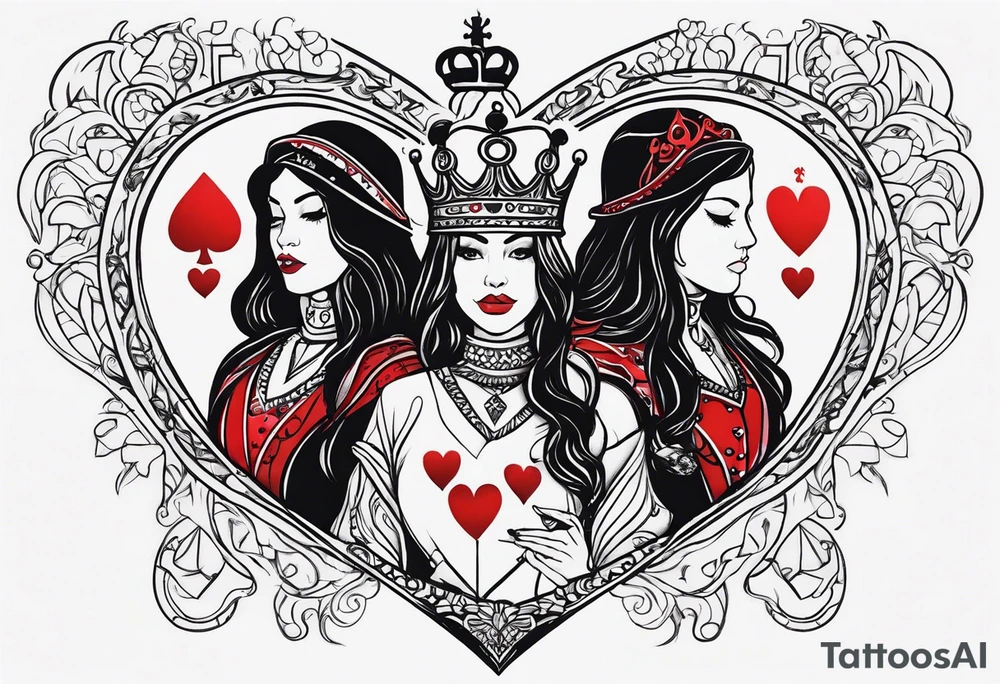 king and queen of hearts tattoo idea