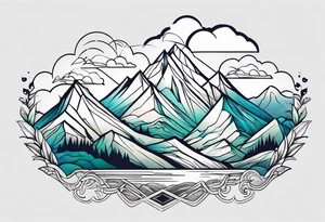 mountains with clouds tattoo idea