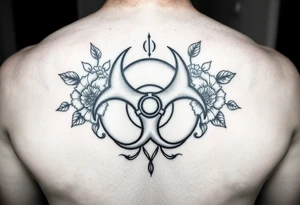 floral biohazard symbol in old school style black ink.
tattoo places on stomach tattoo idea
