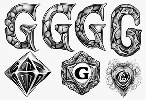 Stone with letter g tattoo idea
