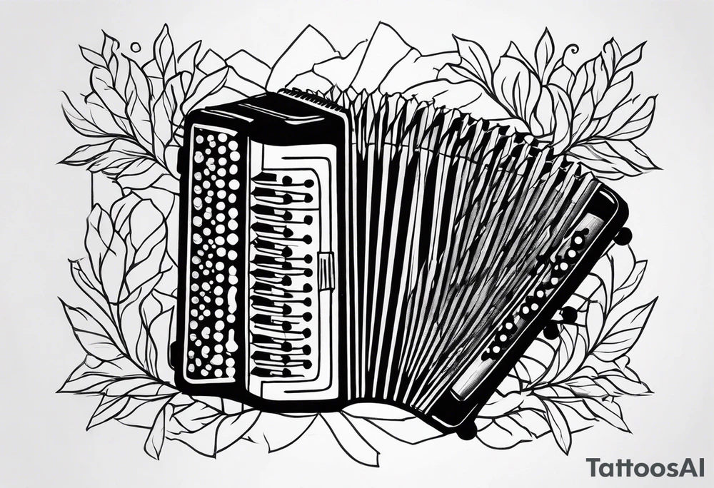Accordion on a burn paper tattoo idea