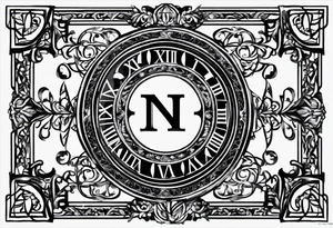 Initials NCA with roman numerals 9-15-16 tattoo idea