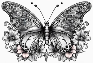 Peace be still, flowers, stitching, butterflies, Bold tattoo idea