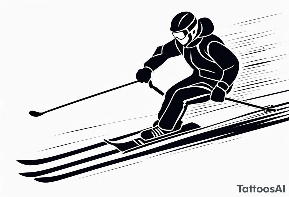 Skier in motion, single line tattoo idea