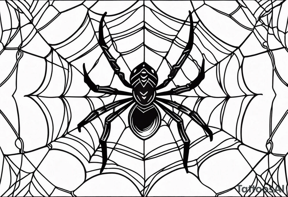 Spider on a spider web in American traditional style tattoo idea Spider on a spider web in American traditional style tattoo idea