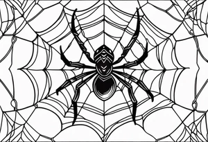 Spider on a spider web in American traditional style tattoo idea