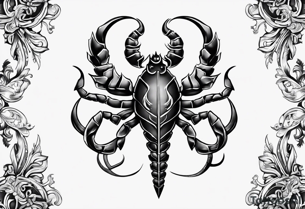 A scorpio in a trident shape tattoo idea