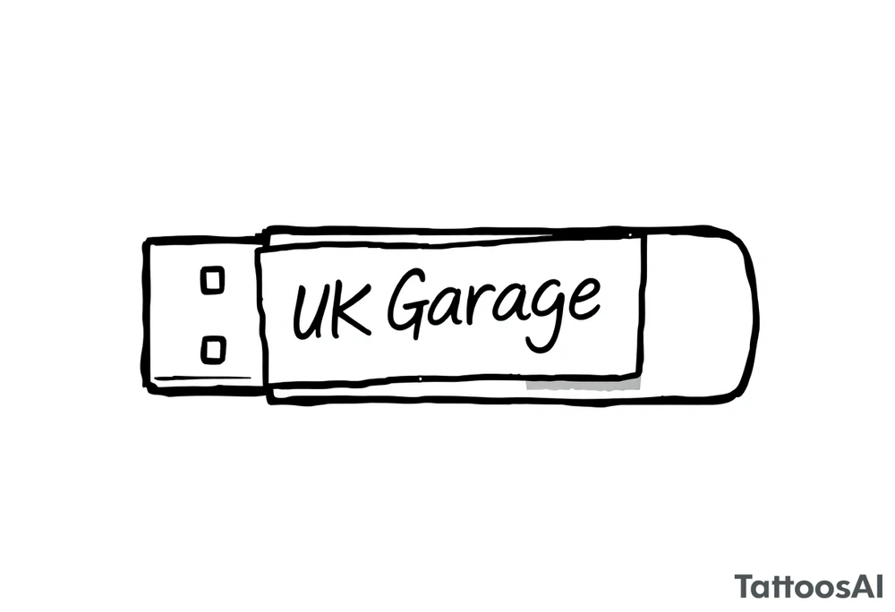 A usb drive with a little piece of sticky tape that says “UK Garage” tattoo idea