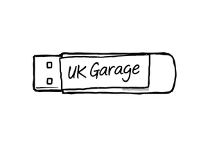 A usb drive with a little piece of sticky tape that says “UK Garage” tattoo idea