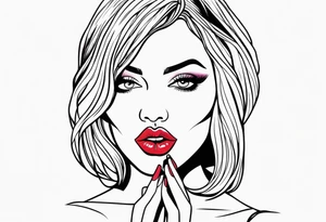 Hot woman with tongue sticking out between fingers tattoo idea