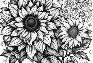 Sunflower viking sleeve tattoo idea