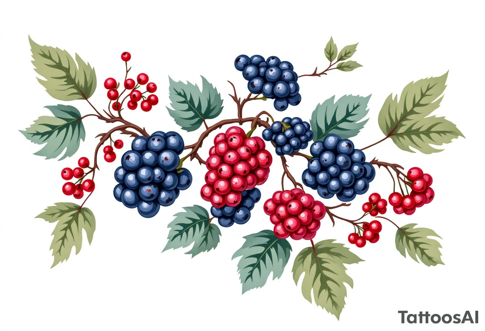 American traditional style Blackberry vine tattoo idea