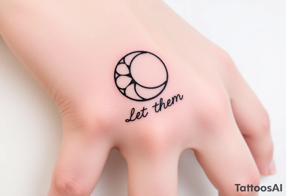 Mystical holistic croissant de moon with the text Let Them tattoo idea