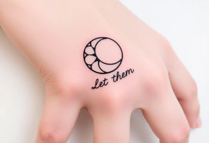 Mystical holistic croissant de moon with the text Let Them tattoo idea