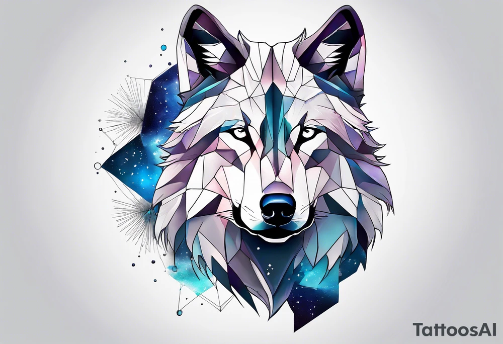 Constellation, animal wolf snow , géométric tattoo idea