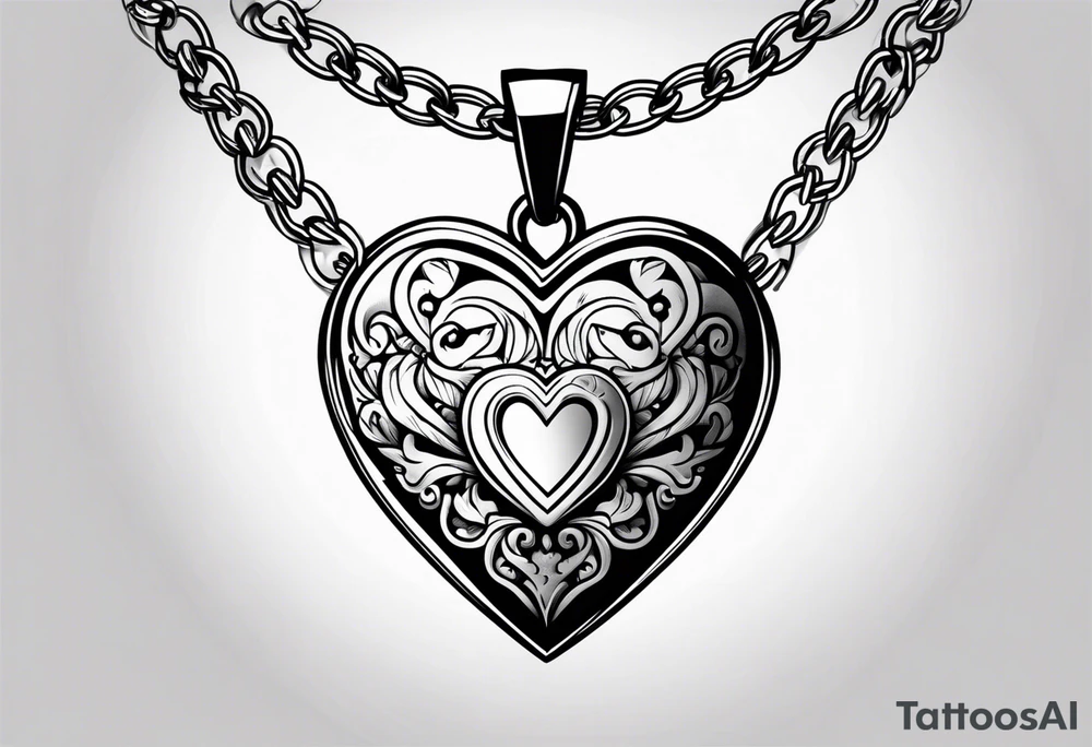 necklace heart locket with a male and female shadow hugging tattoo idea