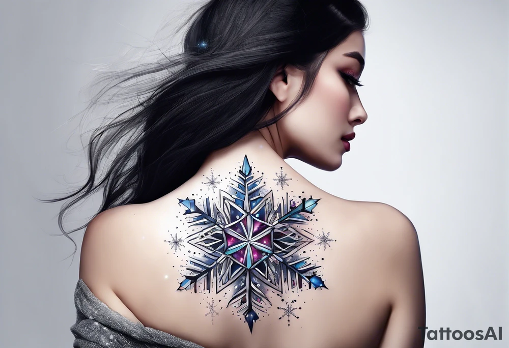 Constellation, girl, snowflake tattoo idea