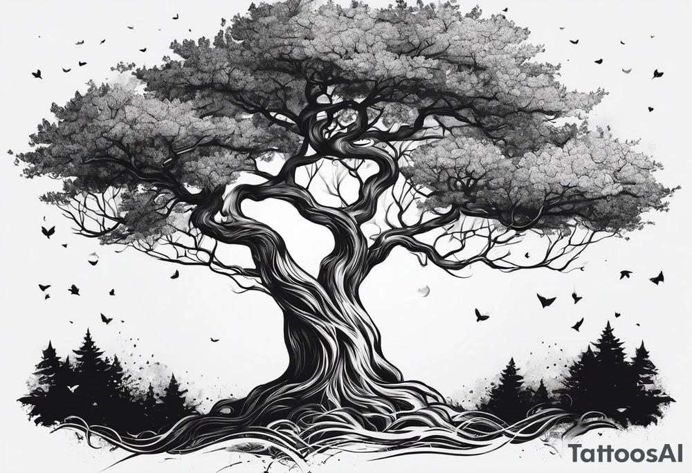 Simple tree no leaves tattoo idea
