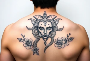 Medusa with  flowers tattoo idea