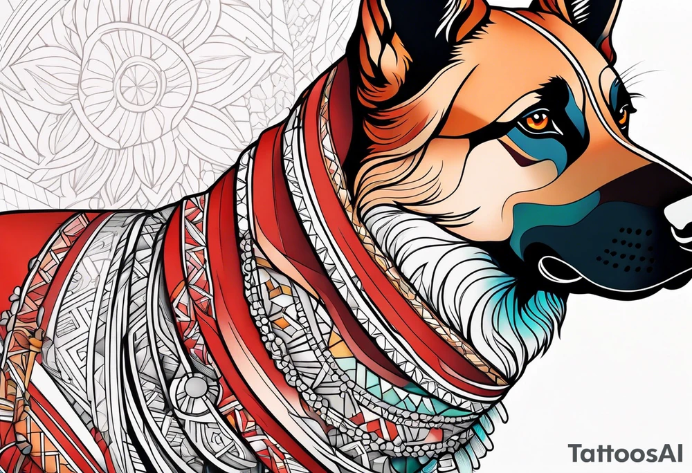 red hair woman with German shepherd dog tattoo idea