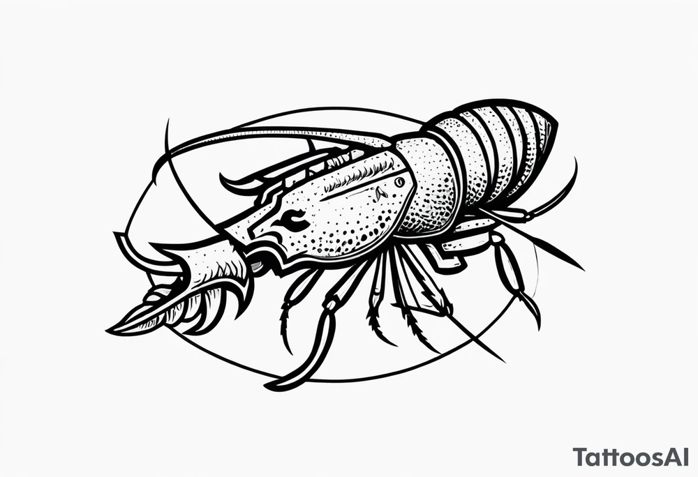 Crawfish with a gun in each claw tattoo idea