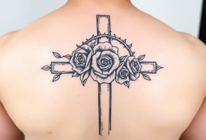 Roses crown of thorns on cross
G>high lows tattoo idea