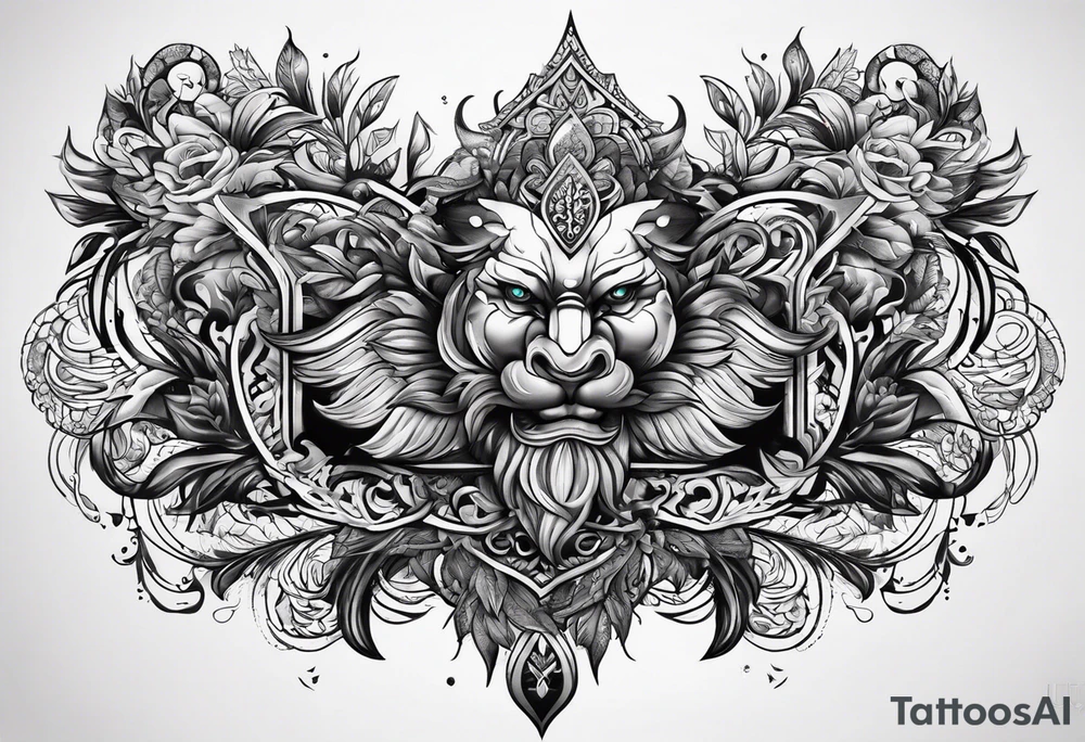full body tattoo on the back from top to bottom on paper tattoo idea