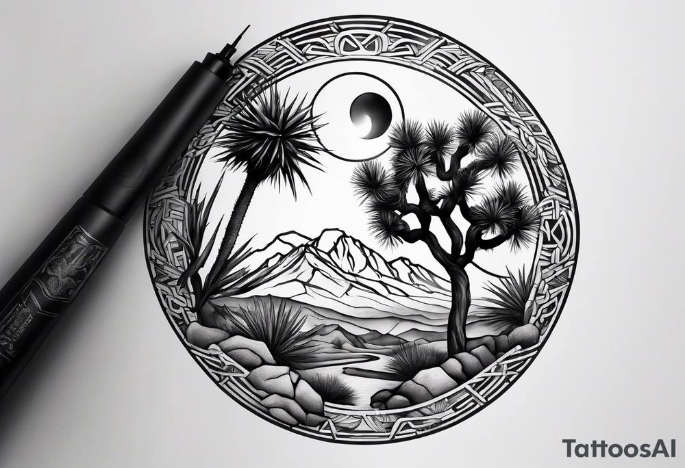 yin and yang joshua tree tattoo idea
