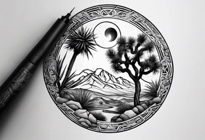 yin and yang joshua tree tattoo idea