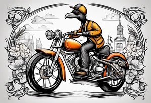 A silly goose riding a bike tattoo idea