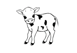 cute black and white baby cow tattoo idea
