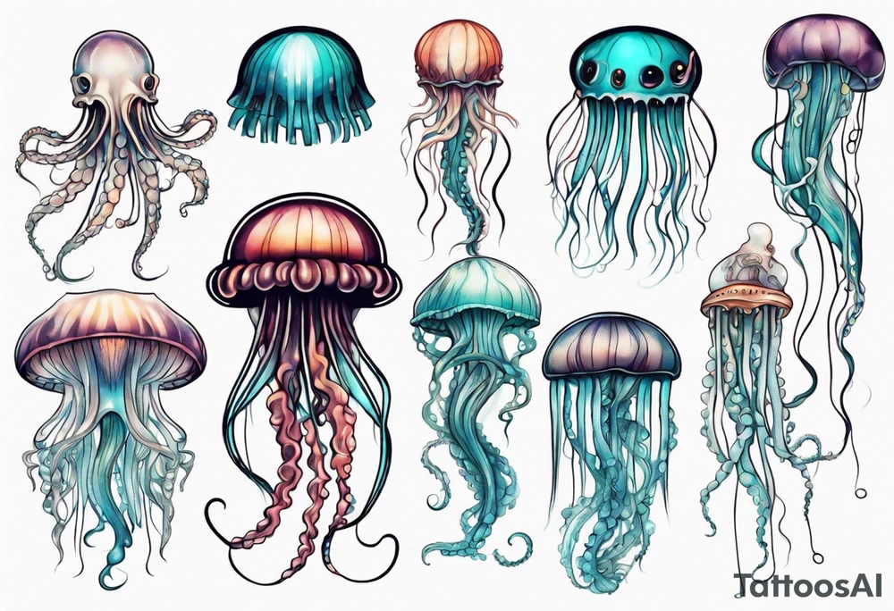 Jellyfish with super long tentacles tattoo idea