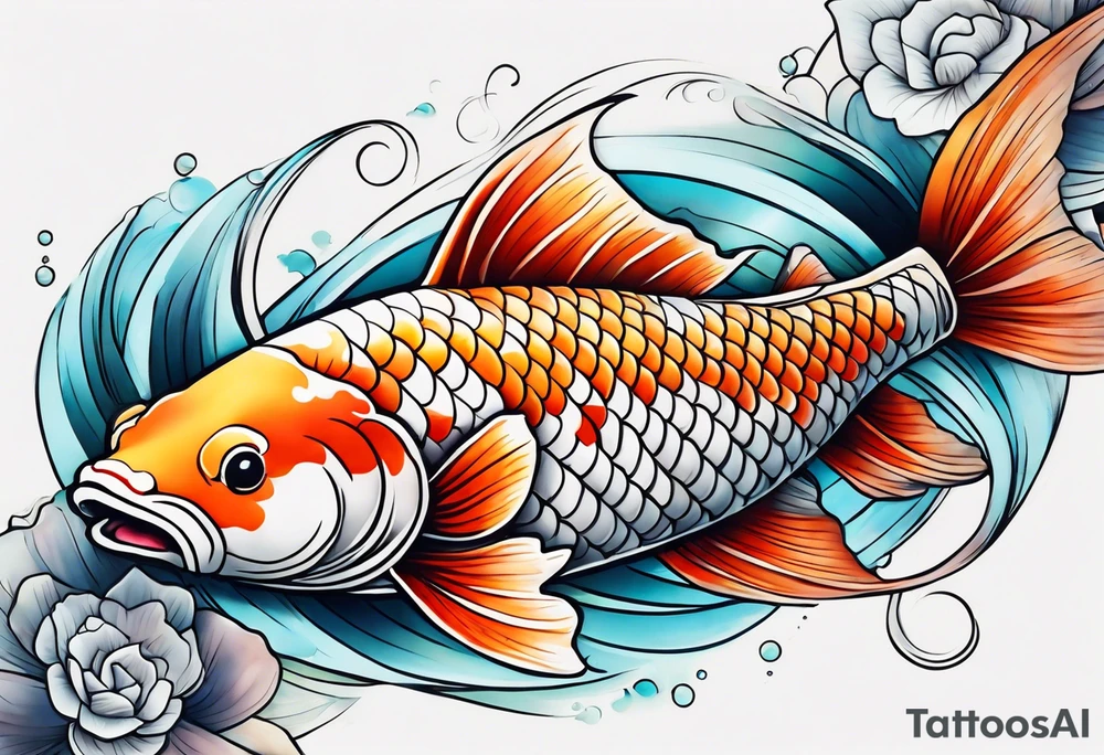 Realistic koi fish sleeve tattoo idea