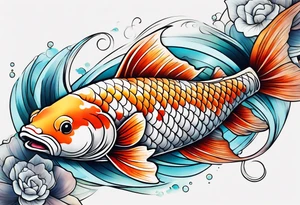 Realistic koi fish sleeve tattoo idea