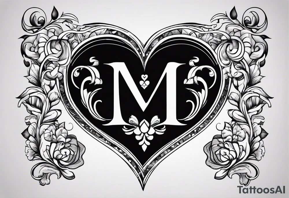 Simple Heart with the letter M and the letter S inside tattoo idea