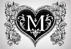 Simple Heart with the letter M and the letter S inside tattoo idea