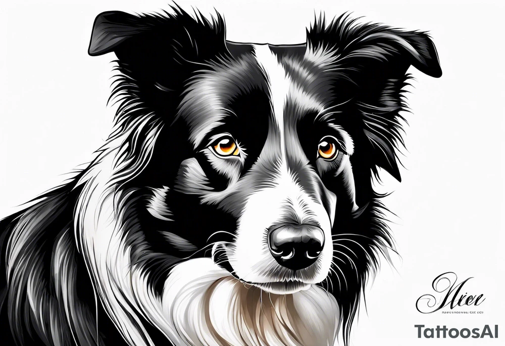 Border collie black with white nose. One eye open . One eye closed on the border collie tattoo idea