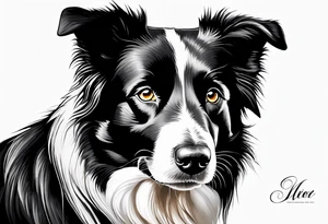 Border collie black with white nose. One eye open . One eye closed on the border collie tattoo idea