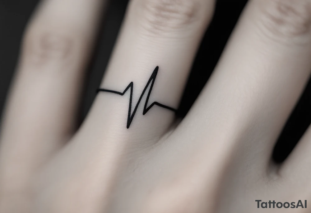 A minimalist black titanium band with a subtle engraved heartbeat line, capturing the rhythm of love. tattoo idea