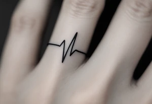 A minimalist black titanium band with a subtle engraved heartbeat line, capturing the rhythm of love. tattoo idea