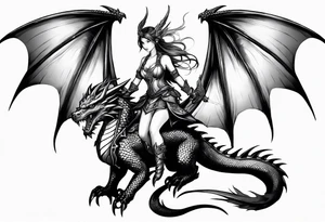 fairy wearing dragon armor and a dragon  flying tattoo idea