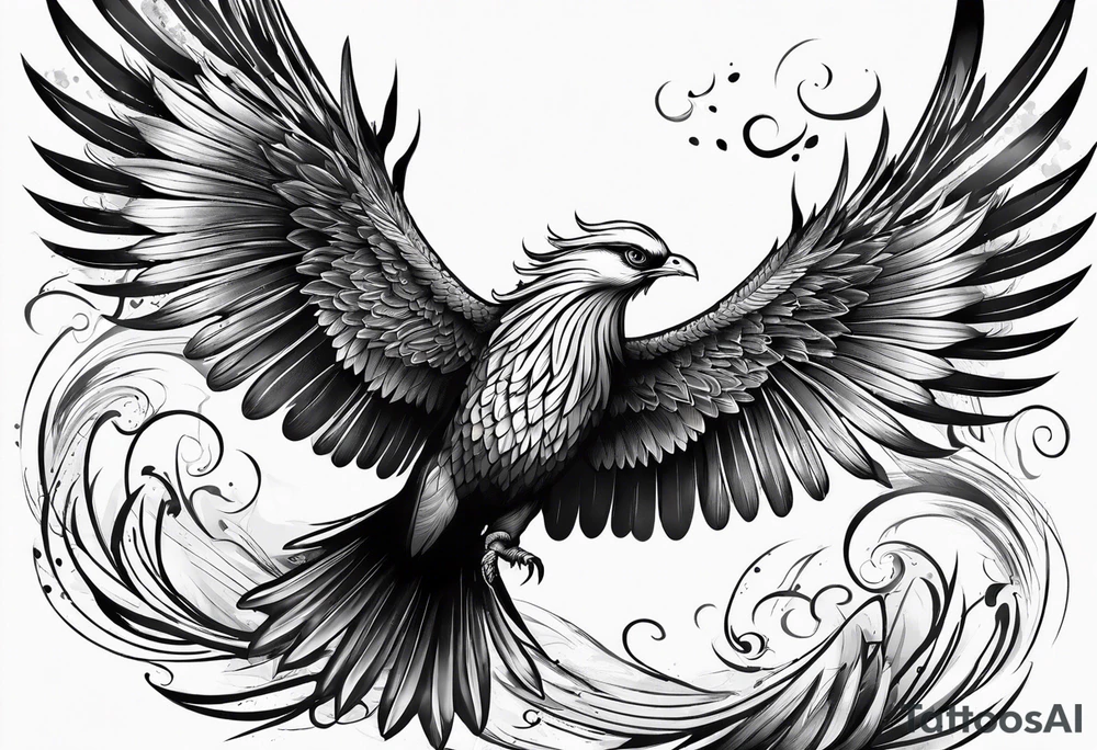 Phoenix bird flying and fading
, tattoo idea