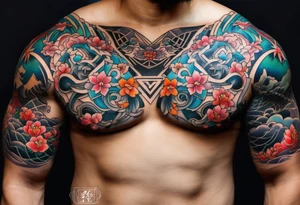 Japanese tattoo on chest tattoo idea