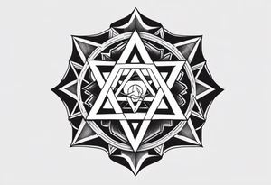 Band tool heptagram on elbow tattoo idea