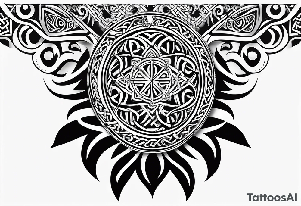 maori mixed with celtic band for around an arm, incorporating the word love tattoo idea