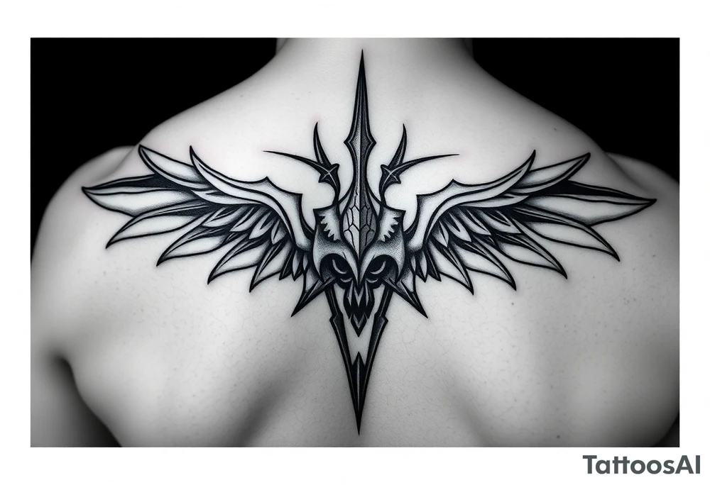 Тату в абстрактному стилі де хлопець в кімоно йде в перед а його в спину штовхає дівчинка англ tattoo idea